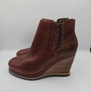 Ariat Brown Leather Wedge Ankle Boots